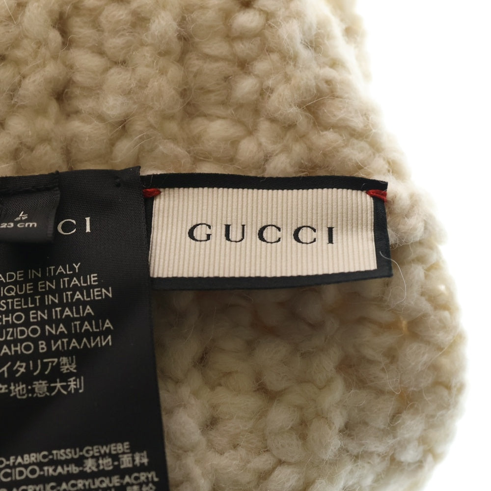 GUCCI(グッチ) ニット キャップ ホワイト アルパカ ウール レディース