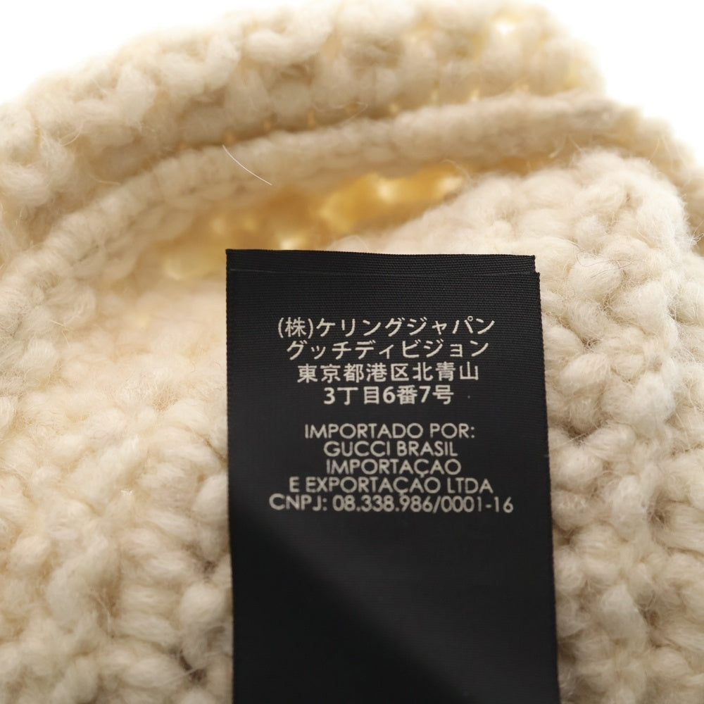 GUCCI(グッチ) ニット キャップ ホワイト アルパカ ウール レディース