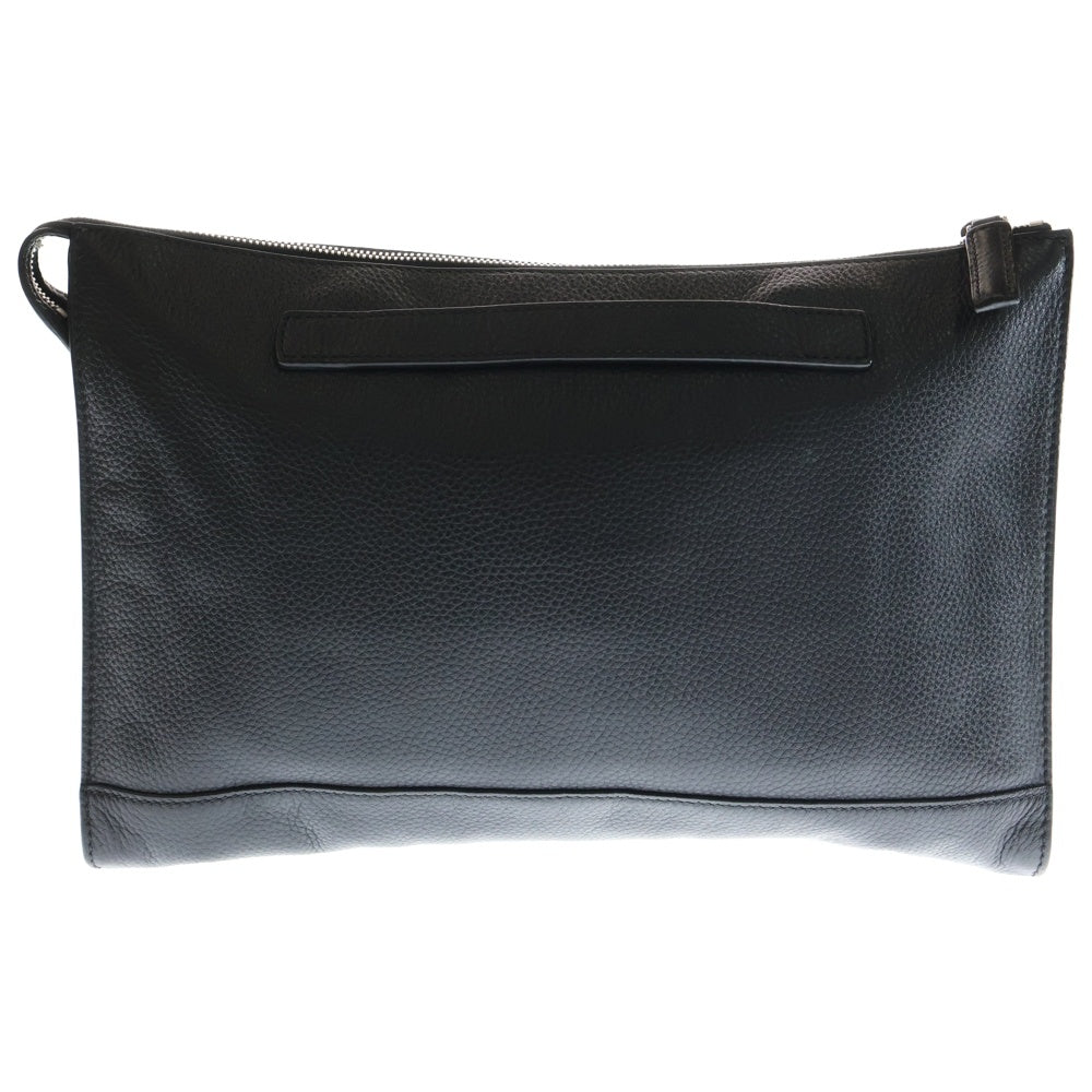 PRADA(プラダ) トライアングルロゴ クラッチバッグ セカンドバッグ ブラック シルバー金具 レザー レディース