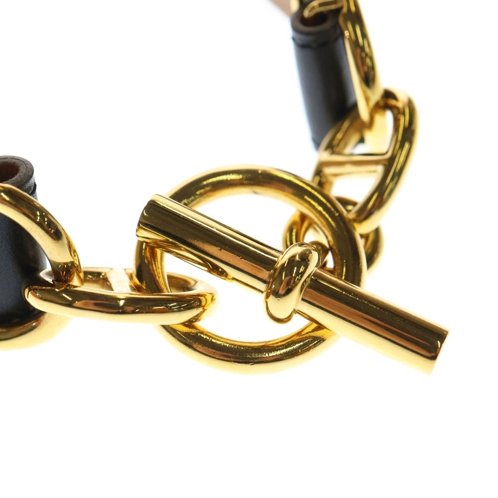 HERMES(エルメス) シェーヌダンクル バックル リバーシブル レザー ベルト ゴールド金具 ブラック/ブラウン □A刻印