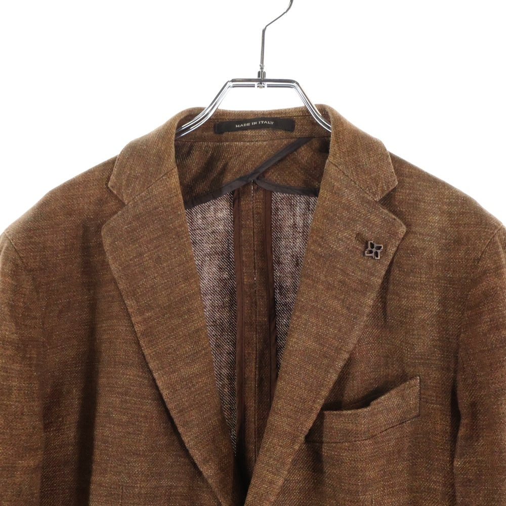 TAGLIATORE(タリアトーレ) MONTECARLOモンテカルロ ラペルピン リネン 2B テーラードジャケット ブラウン 1SMC22K