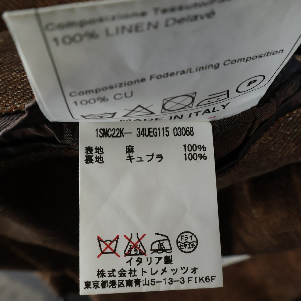 TAGLIATORE(タリアトーレ) MONTECARLOモンテカルロ ラペルピン リネン 2B テーラードジャケット ブラウン 1SMC22K