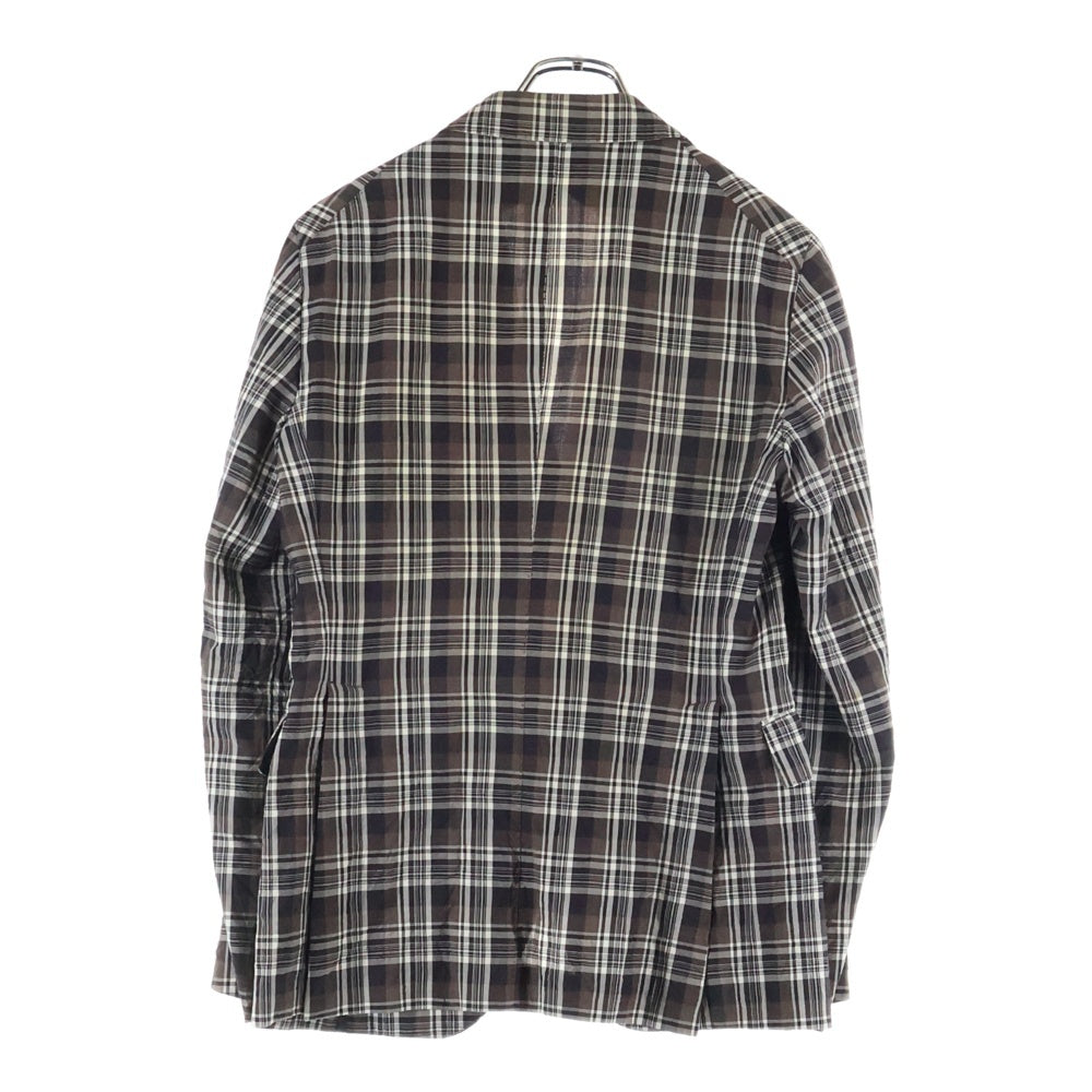 TAGLIATORE(タリアトーレ) チェック総柄 ウール ラペルピン 2B テーラードジャケット ブラウン 1SMC23B