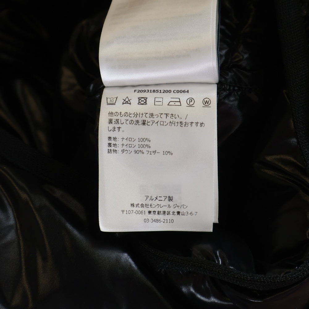 MONCLER(モンクレール) 21AW HERBE エルブ ワッペンロゴ フーデッド ジップアップ ダウンジャケット ブラック G20931A00023 53132 レディース