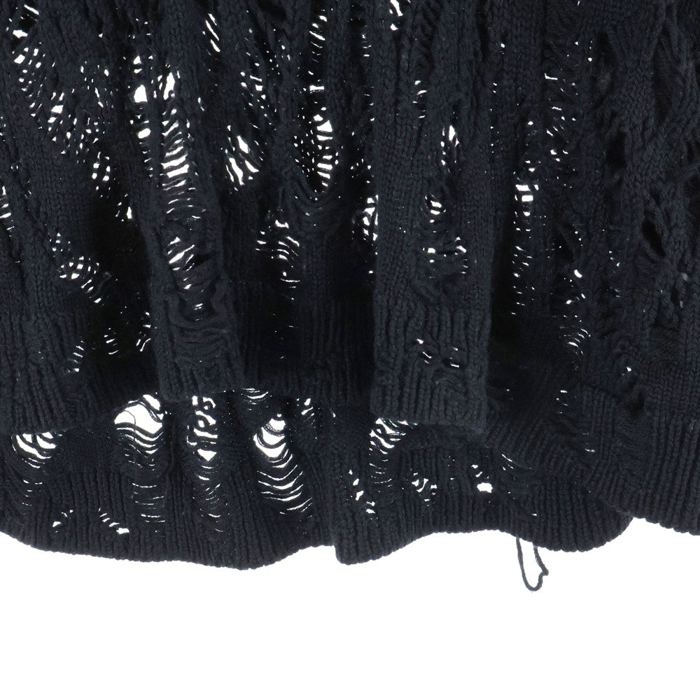 Palm Angels(パームエンジェルス) バックロゴジャガード ダメージ加工 クルーネック プルオーバー 長袖ニット セーター ブラック PMHE007E20KNI004