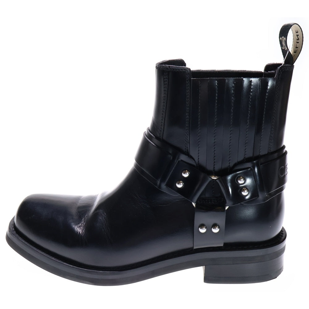 CELINE(セリーヌ) カマルグ トリオンフ バイカー サイドゴア スクエアトゥ リング チェルシー ショートブーツ ブラック レディース