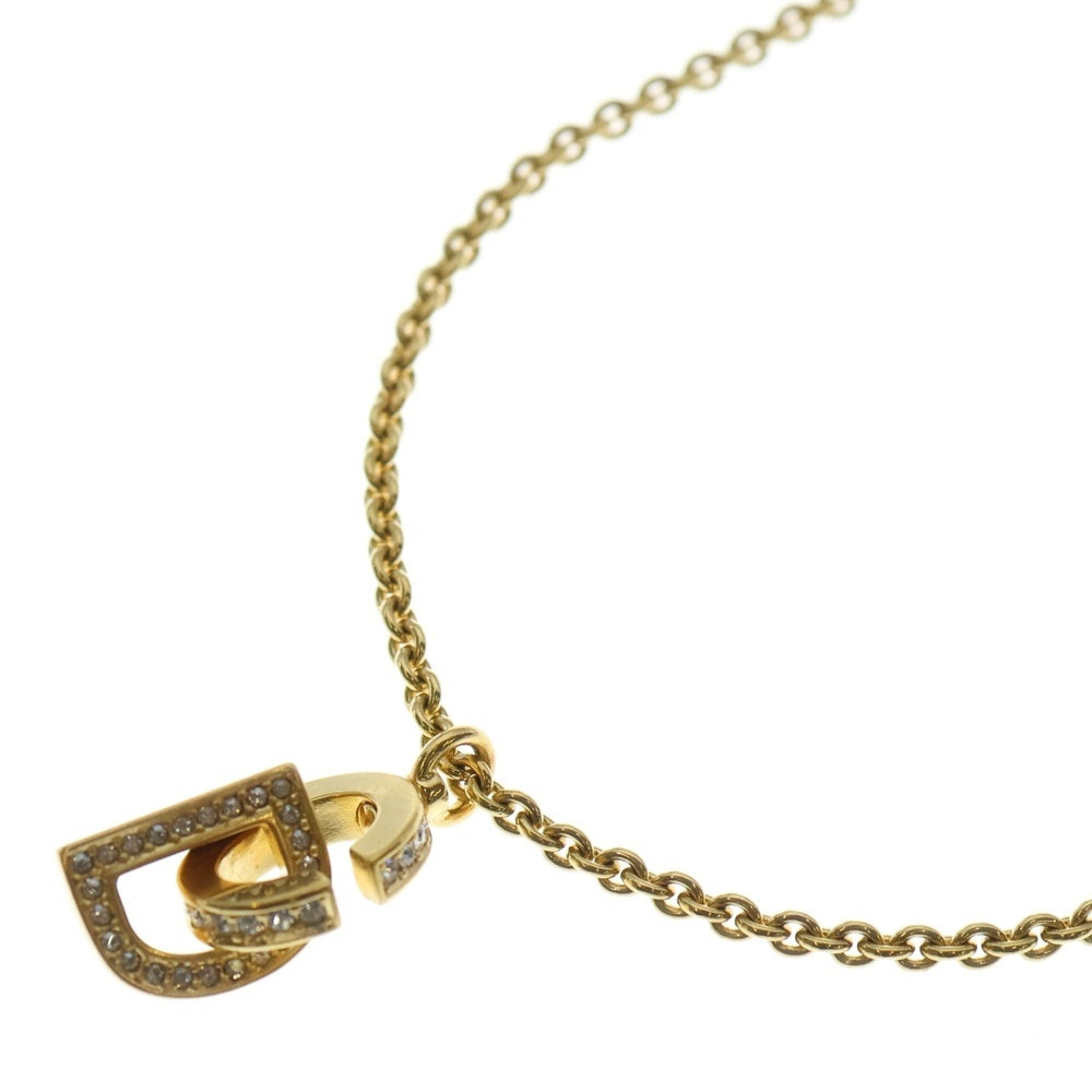 Christian Dior(クリスチャンディオール) CDロゴ ラインストーン ネックレス ペンダント チェーン ゴールド GP