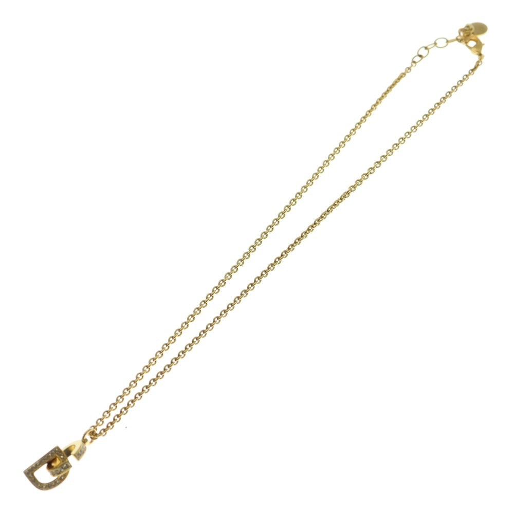 Christian Dior(クリスチャンディオール) CDロゴ ラインストーン ネックレス ペンダント チェーン ゴールド GP