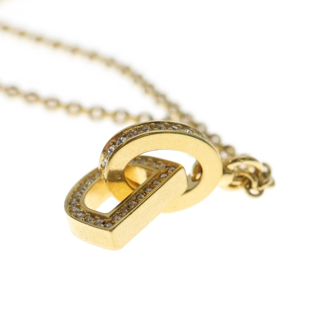 Christian Dior(クリスチャンディオール) CDロゴ ラインストーン ネックレス ペンダント チェーン ゴールド GP