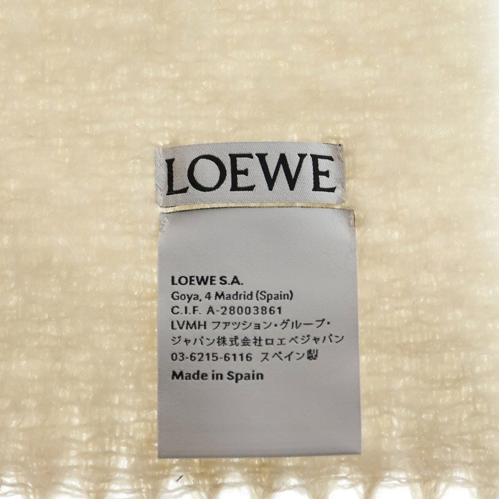 LOEWE(ロエベ) アナグラム フリンジマフラー アイボリー ベージュ モヘヤ