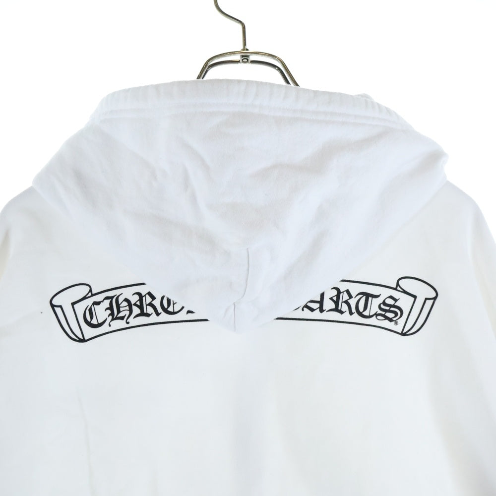 CHROME HEARTS(クロムハーツ) SWTSHRT HD ZIP バックスクロールラベルプリント ジップアップスウェットパーカー フーディー ホワイト レディース