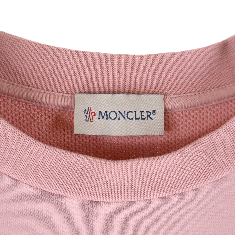 MONCLER(モンクレール) 23AW パイル ワッペンロゴクルーネック プルオーバースウェット トレーナー ピンク I20938G00027 899TR レディース