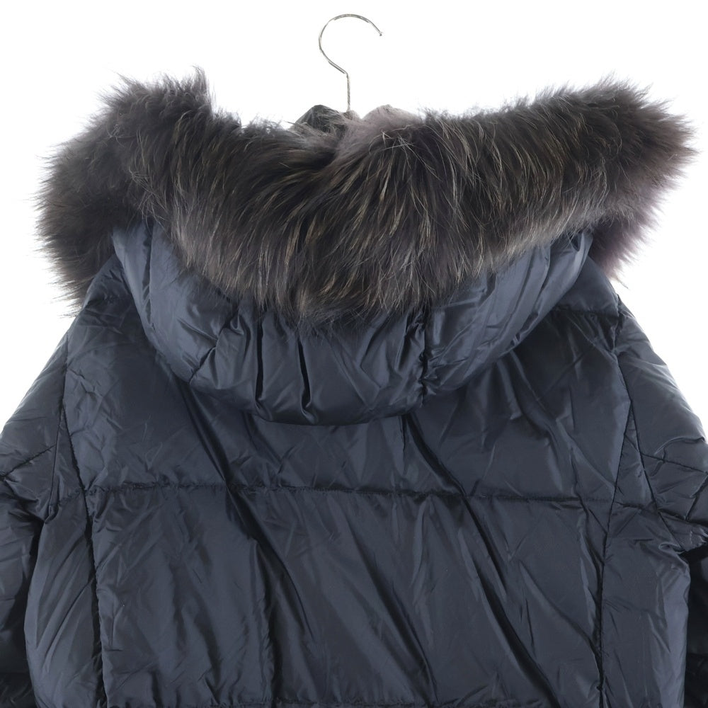 TATRAS(タトラス) MOENA モエナ ファー フーデッド ジップアップ ダウン ロング ジャケット ブラック レディース LTA19A4705