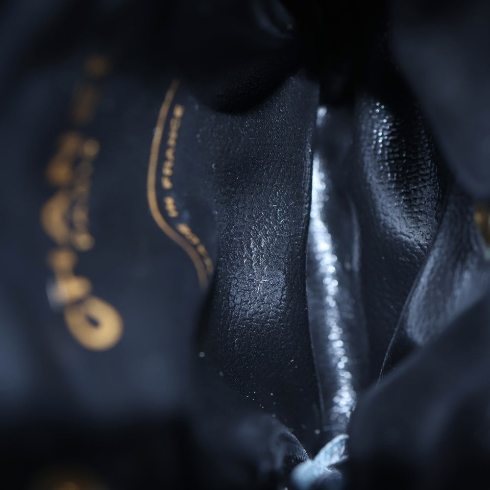 CHANEL(シャネル) マトラッセ ミニバッグ ネックレス ケース 小物入れ ポーチ チェーン ブラック サテン ゴールド金具 レディース