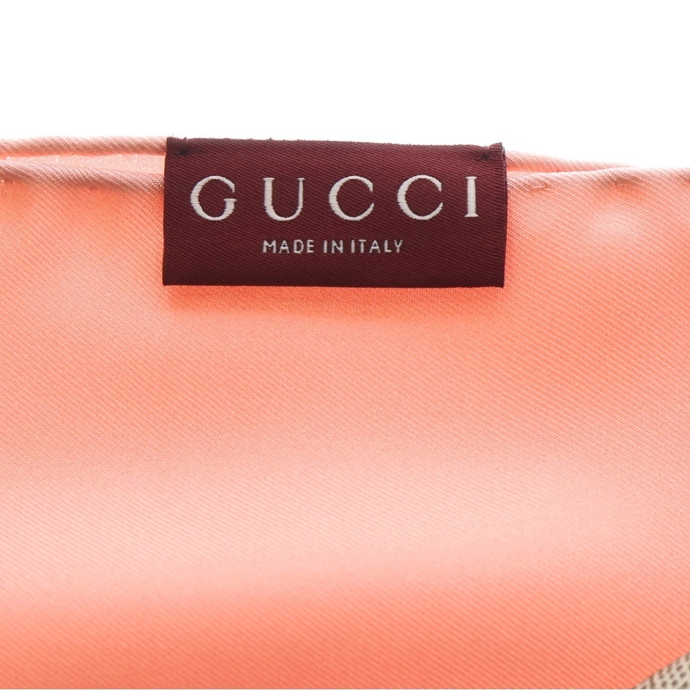 GUCCI(グッチ) GGフローラ プリント シルクスカーフ ベージュ×ピンク 602585