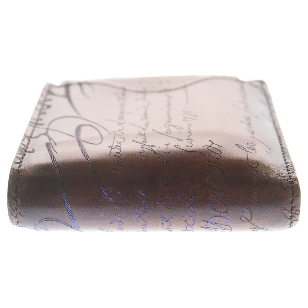 Berluti(ベルルッティ) カリグラフィ マコレ 二つ折り財布 コンパクトウォレット カードエケース ブラウン レザー