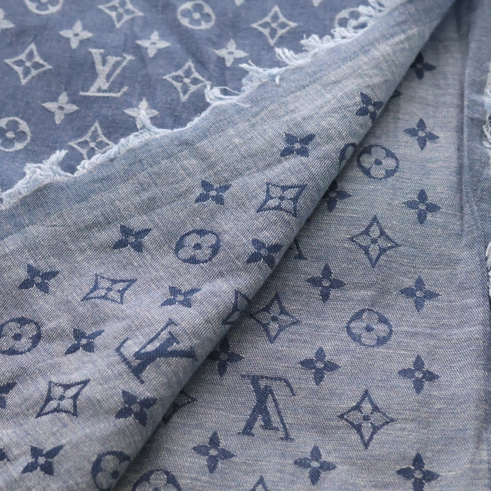 LOUIS VUITTON(ルイヴィトン) ショールモノグラム ストール スカーフ インディゴブルー シルク×ウール M71618 レディース