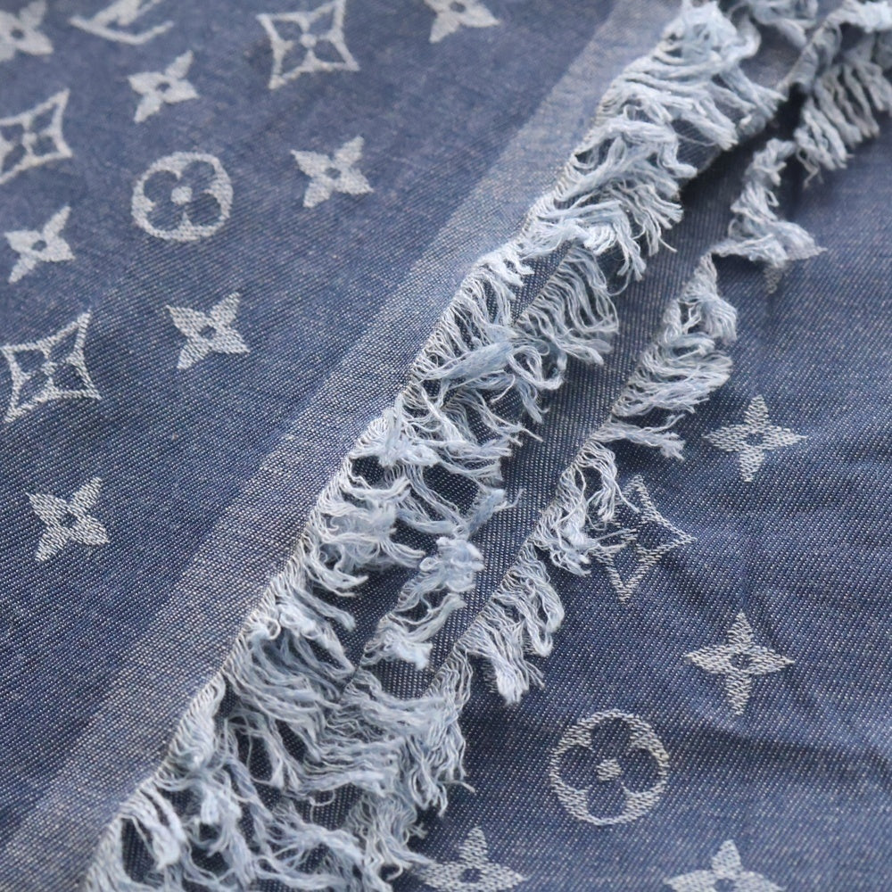 LOUIS VUITTON(ルイヴィトン) ショールモノグラム ストール スカーフ インディゴブルー シルク×ウール M71618 レディース