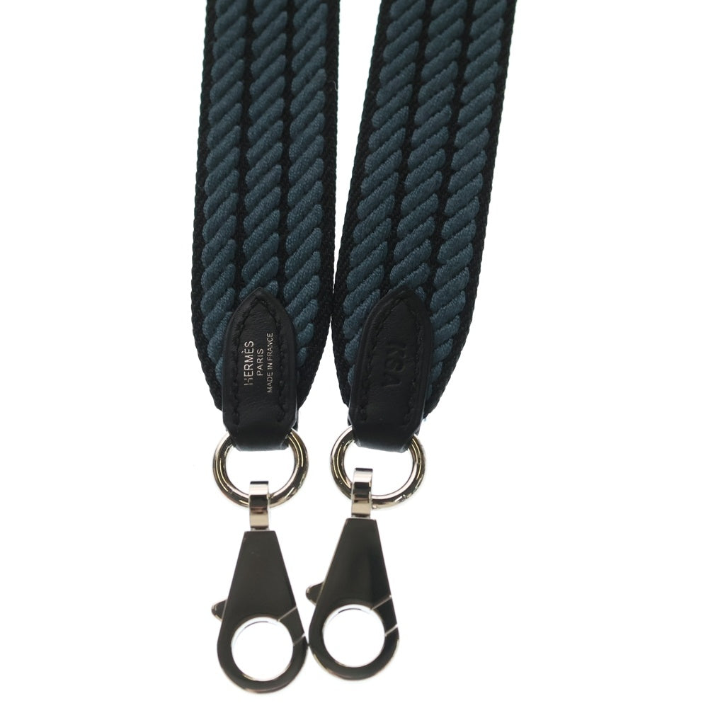 HERMES(エルメス) バンドリエール サングル コルダージュ ネイビー キャンバス シルバー金具 ショルダーストラップ K刻印 レディース