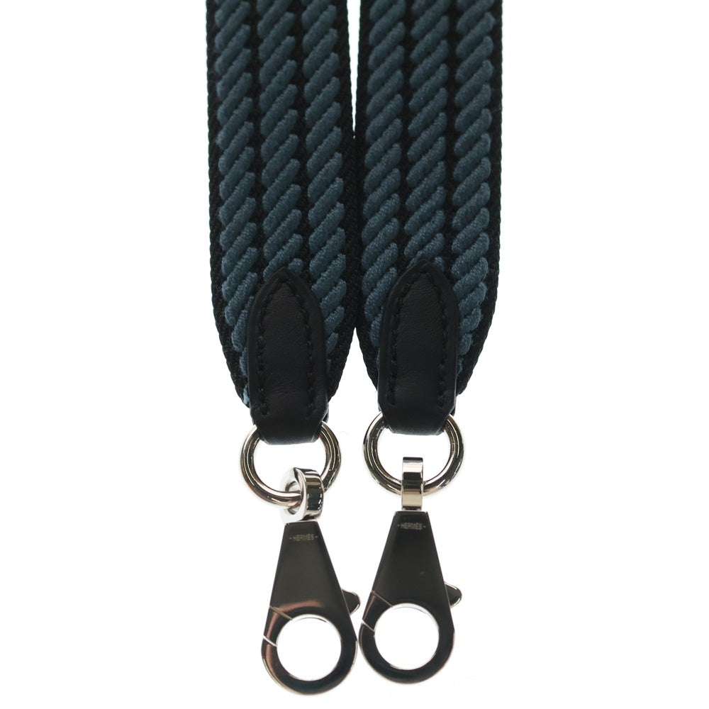 HERMES(エルメス) バンドリエール サングル コルダージュ ネイビー キャンバス シルバー金具 ショルダーストラップ K刻印 レディース