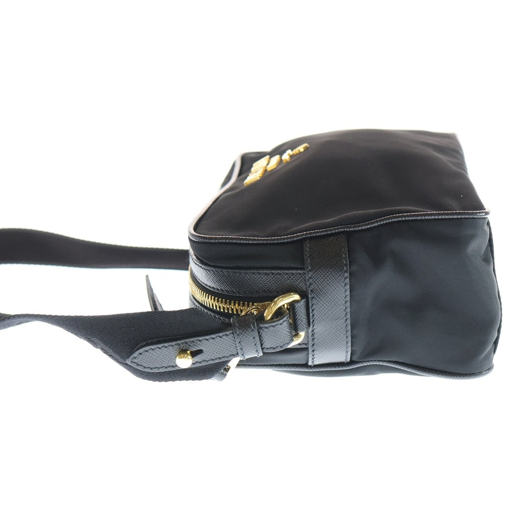 PRADA(プラダ) ショルダーバッグ ブラック ナイロン×レザー 1BH089 ゴールド金具 レディース