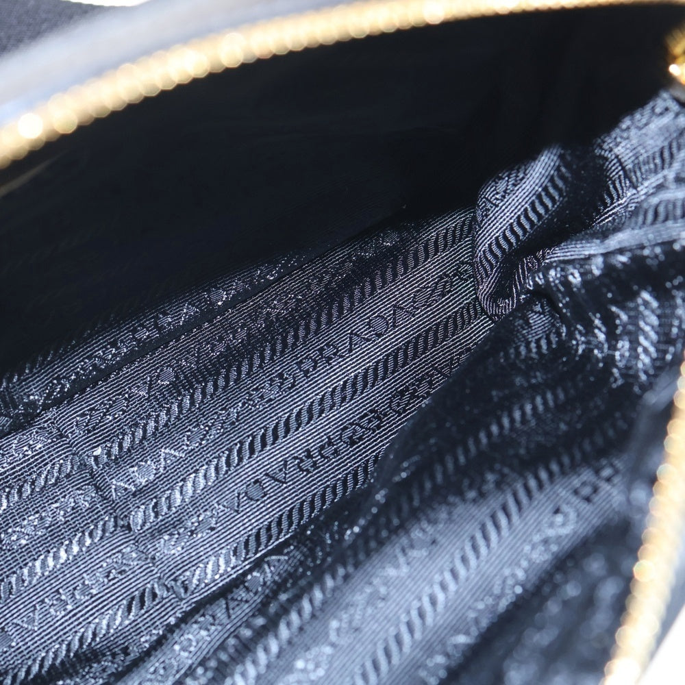 PRADA(プラダ) ショルダーバッグ ブラック ナイロン×レザー 1BH089 ゴールド金具 レディース
