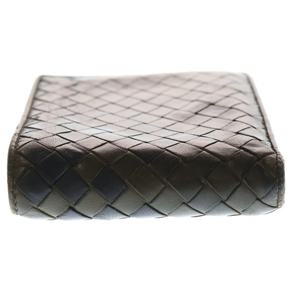 BOTTEGA VENETA(ボッテガヴェネタ) イントレチャート 二つ折り財布 コンパクトウォレット コインケース カーキ×ブラック レザー 113993
