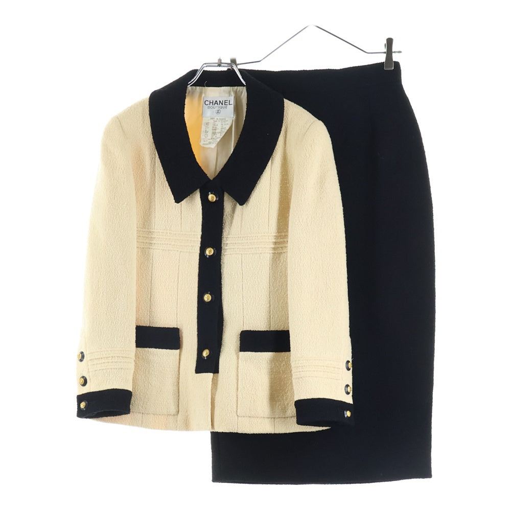 CHANEL(シャネル) 93A ウールツイード バイカラージャケット タイト