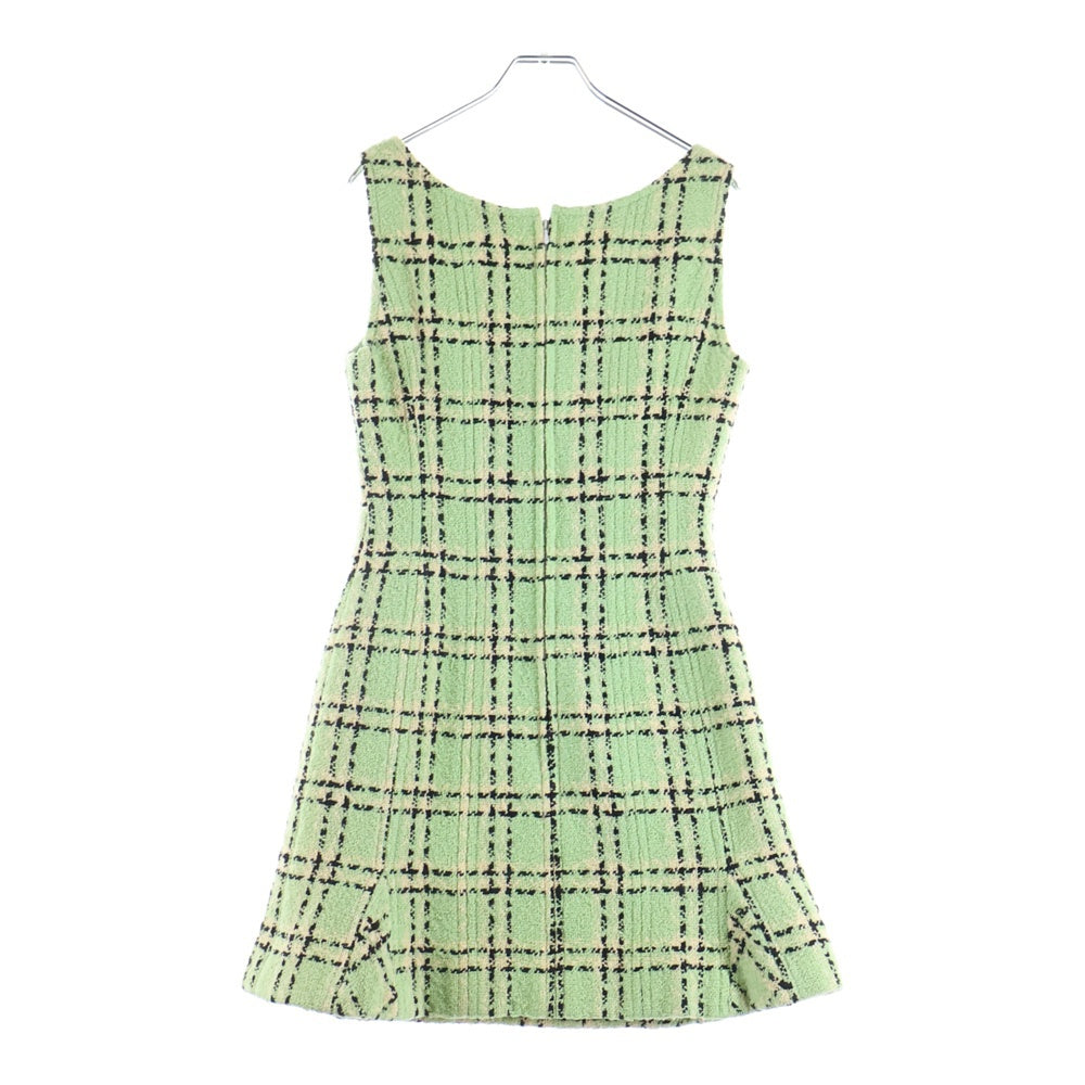 CHANEL(シャネル) 94P ツイード チェックワンピース ライトグリーン レディース