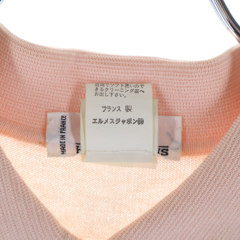 HERMES(エルメス) シルク切替 ニットポロシャツ ピンク レディース