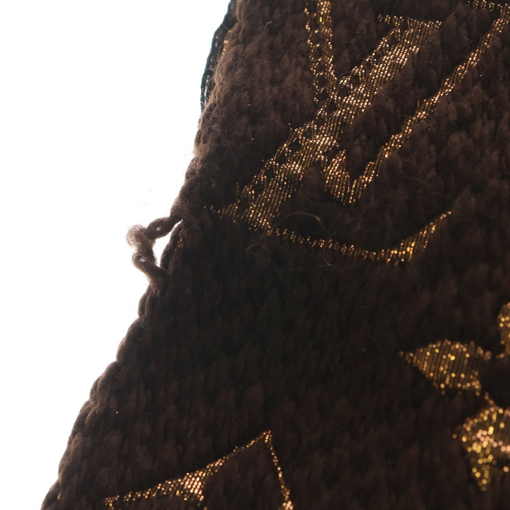LOUIS VUITTON(ルイヴィトン) エシャルプ ロゴマニア シャイン ウールシルク フリンジマフラー ブラウン M71383 レディース