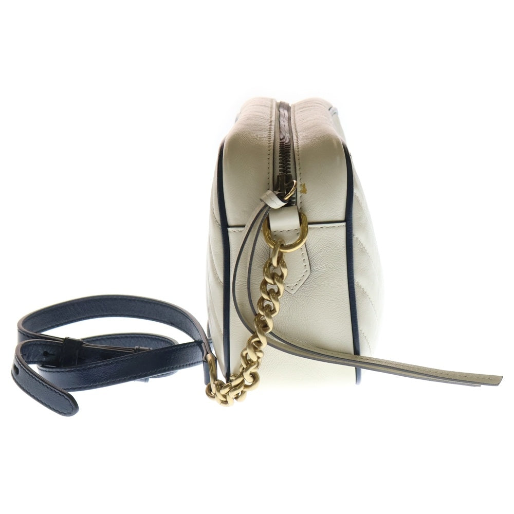 GUCCI(グッチ) GGマーモント ショルダーバッグ ホワイト/ネイビー レザー 447632 レディース