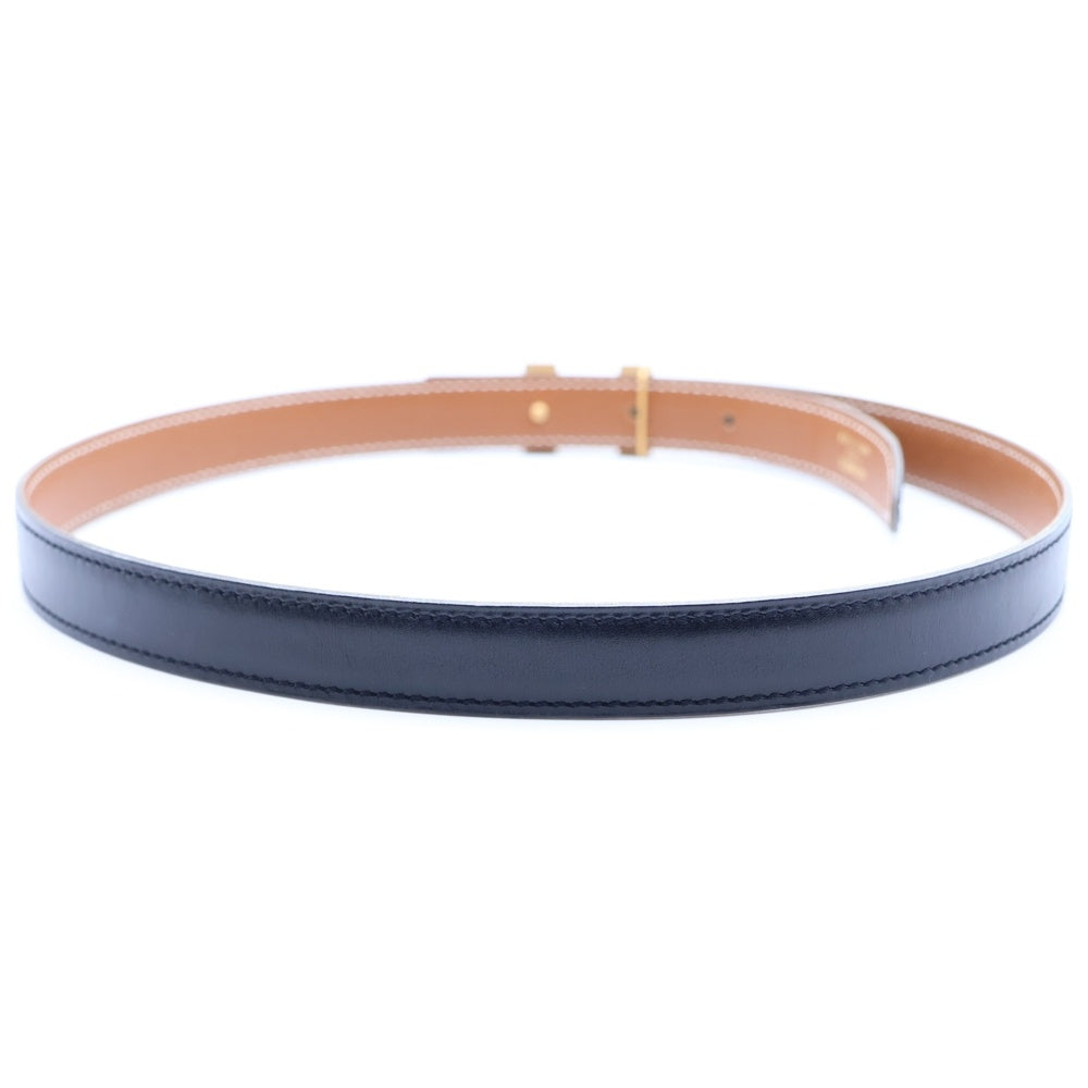 HERMES(エルメス) コンスタンスHベルト ブラック×ブラウン レザー ゴールド金具 □A刻印 レディース