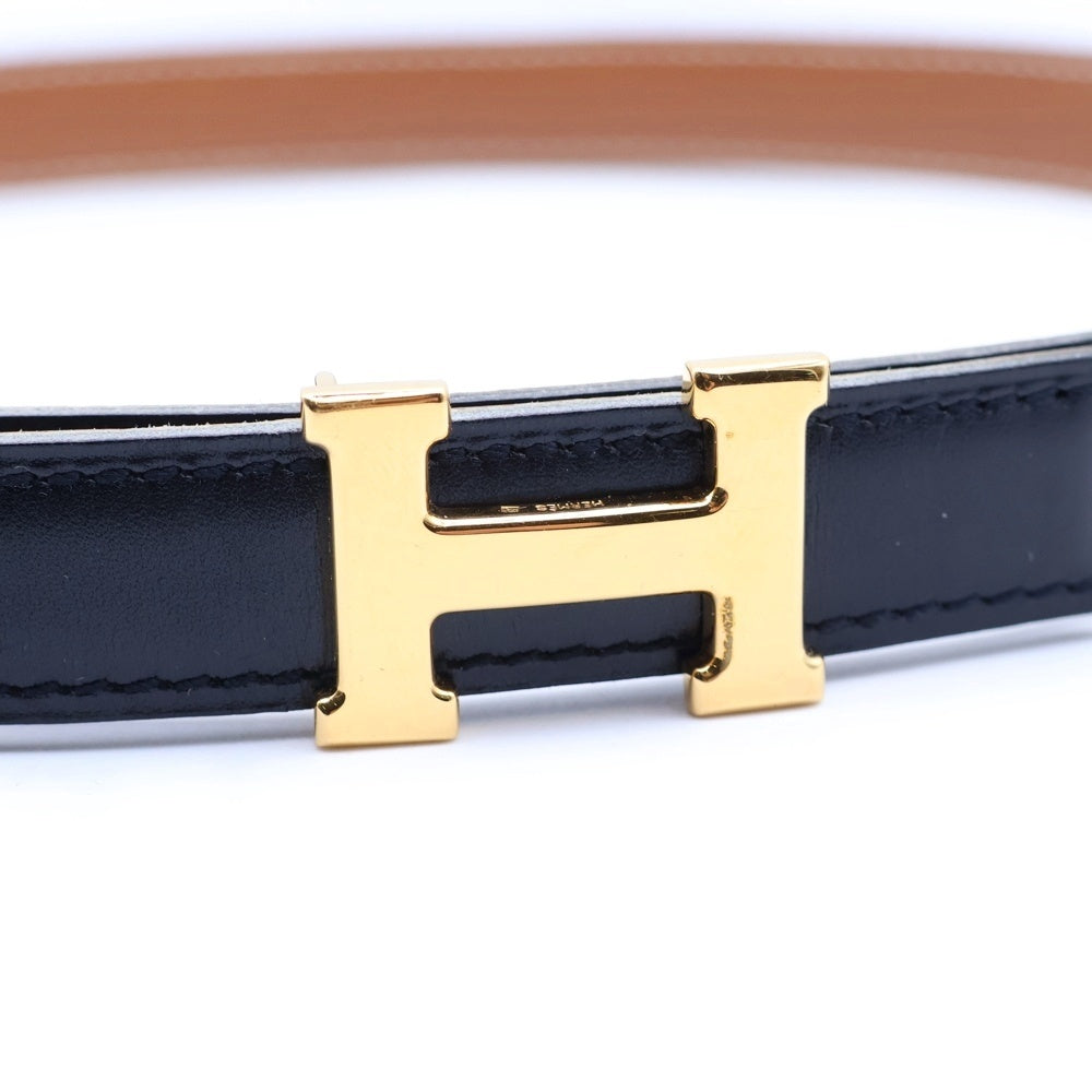 HERMES(エルメス) コンスタンスHベルト ブラック×ブラウン レザー ゴールド金具 □A刻印 レディース