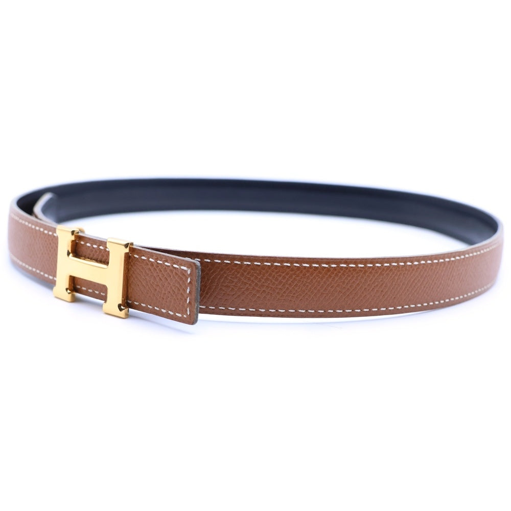 HERMES(エルメス) コンスタンスHベルト ブラック×ブラウン レザー ゴールド金具 □A刻印 レディース