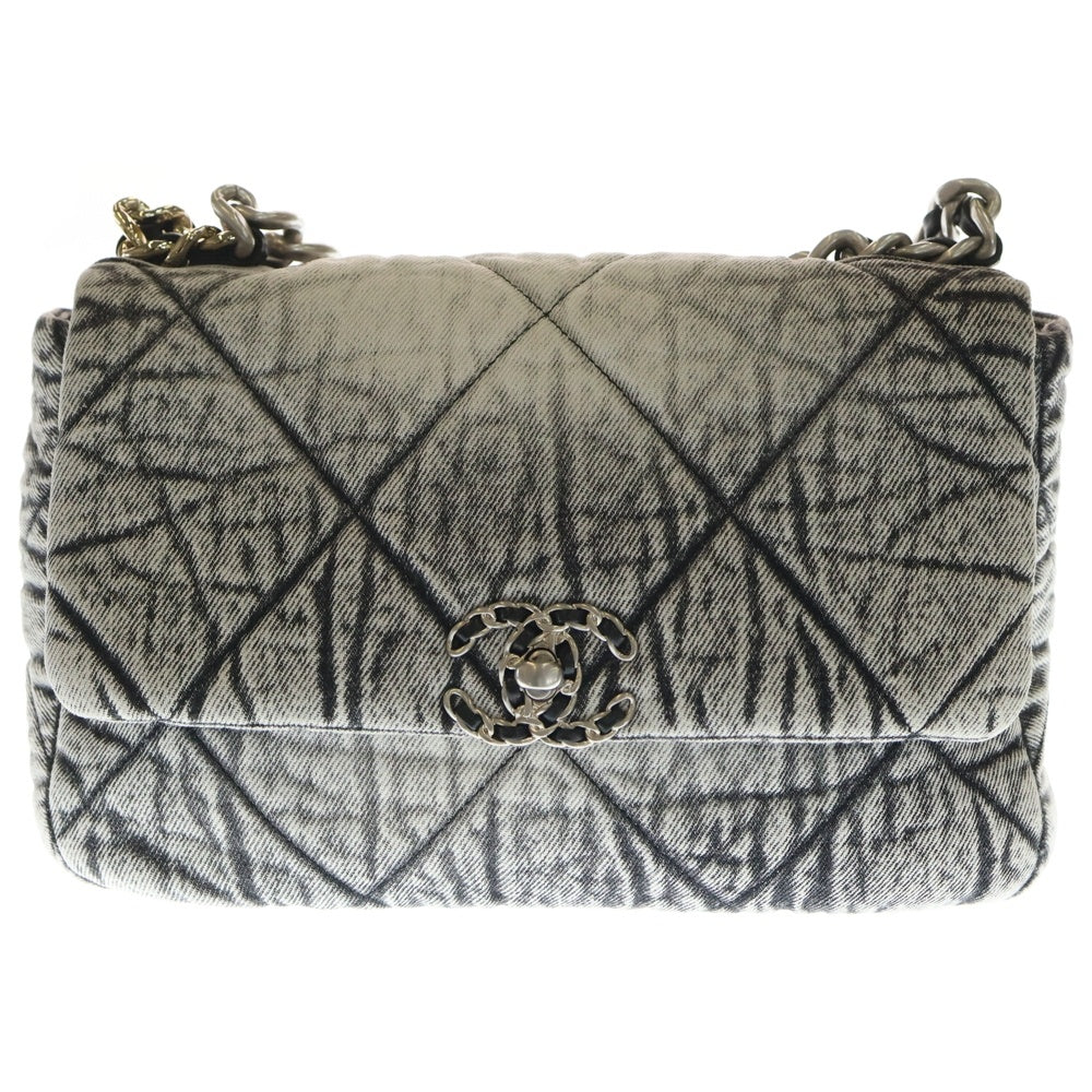 CHANEL(シャネル) シャネル19 フラップバッグ ショルダーバッグ グレー デニム レディース