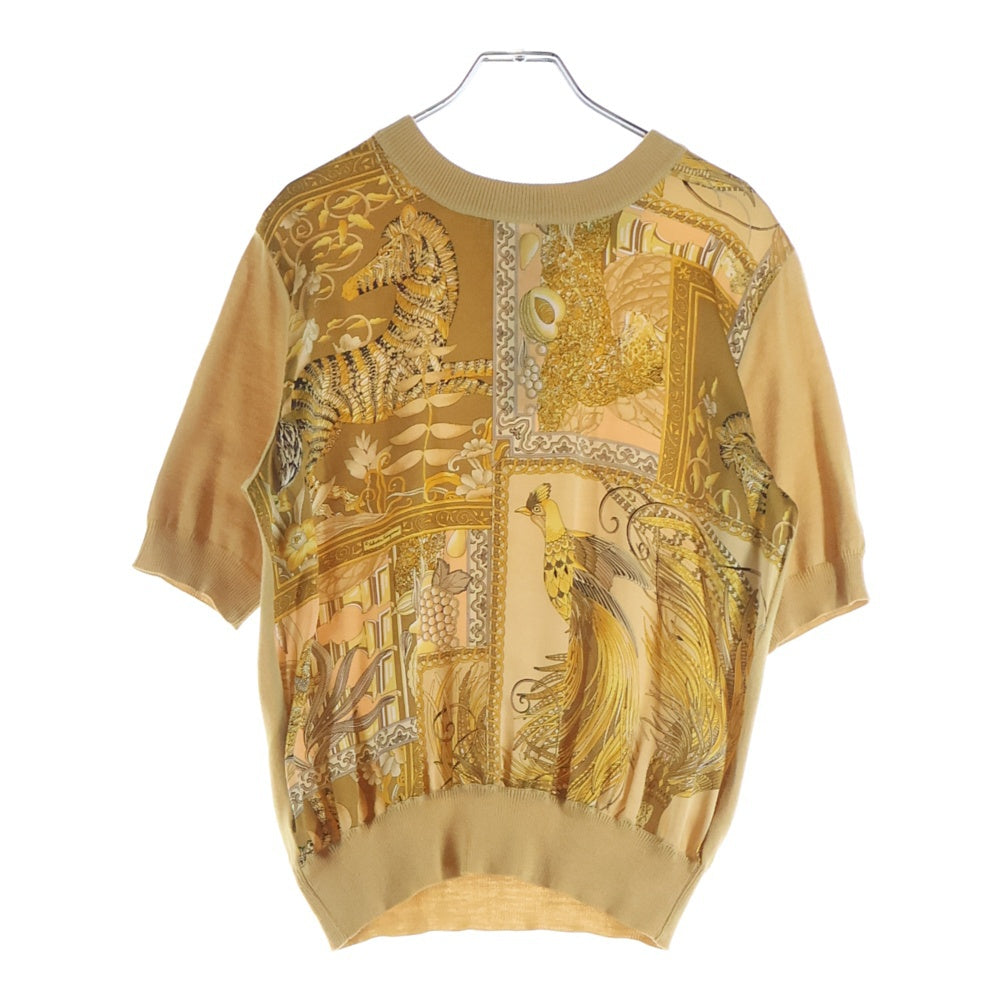 Salvatore Ferragamo(サルヴァトーレ フェラガモ) スカーフ切り替えニットカーディガン アンサンブル ゴールド レディース