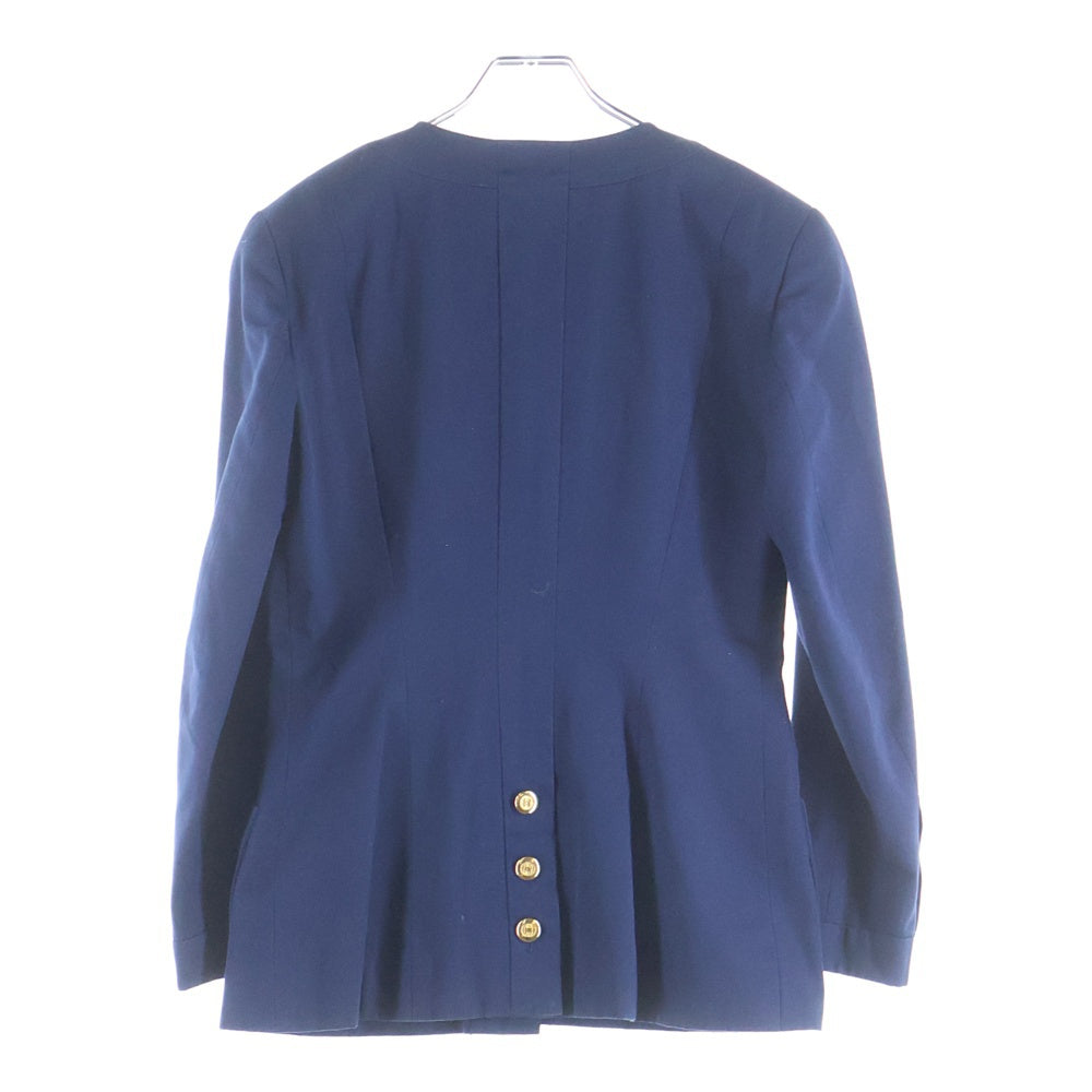 CHANEL(シャネル) ココマークボタン ノーカラ ジャケット ネイビー レディース