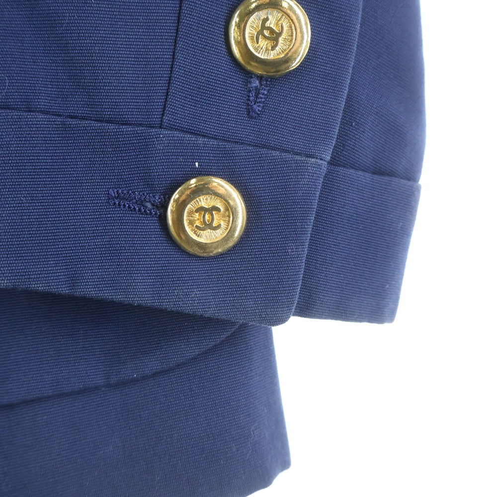 CHANEL(シャネル) ココマークボタン ノーカラ ジャケット ネイビー レディース