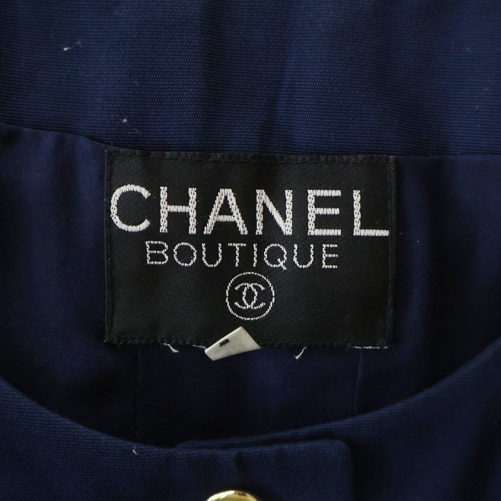CHANEL(シャネル) ココマークボタン ノーカラ ジャケット ネイビー レディース