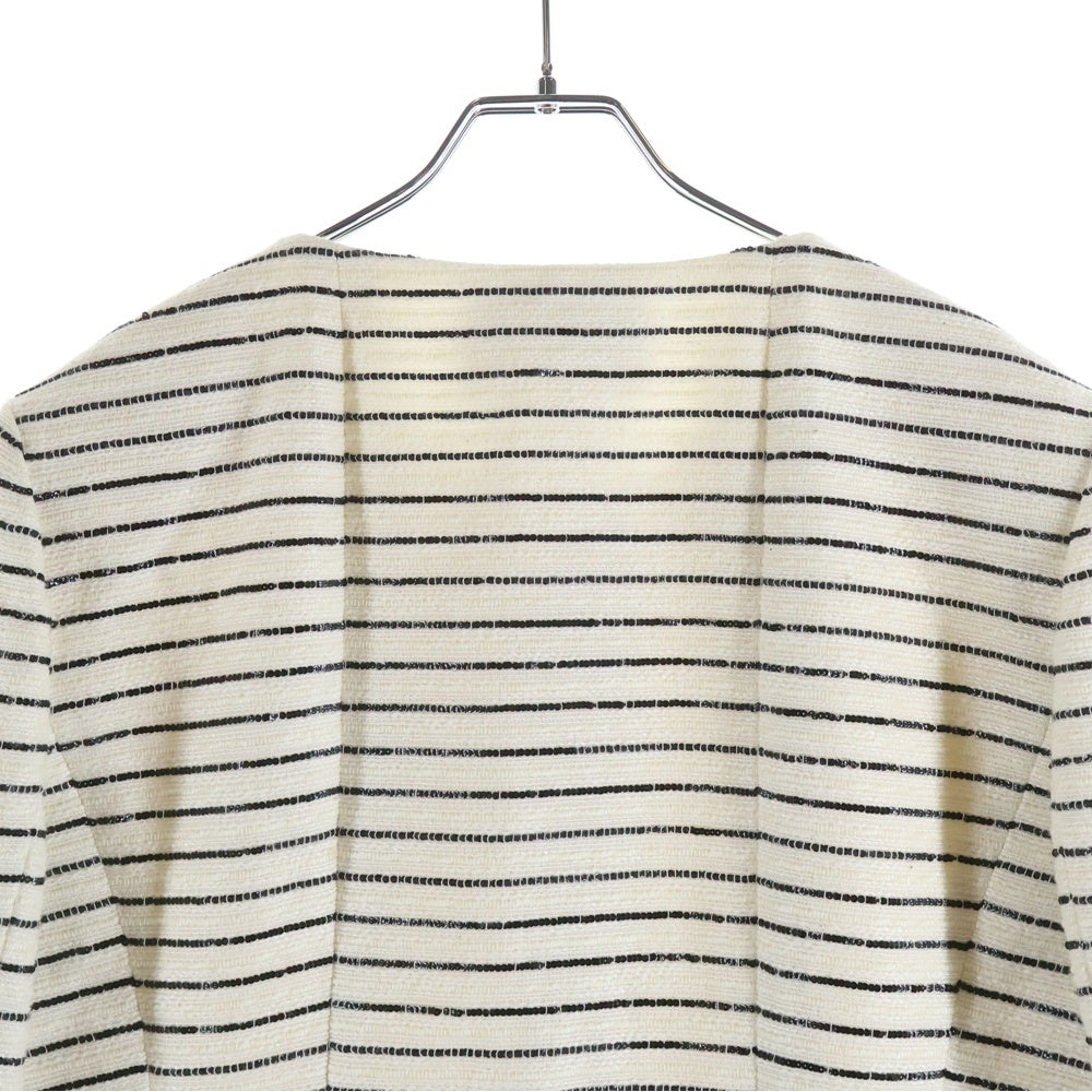 CHANEL(シャネル) ボーダーツイードジャケット ホワイト レディース