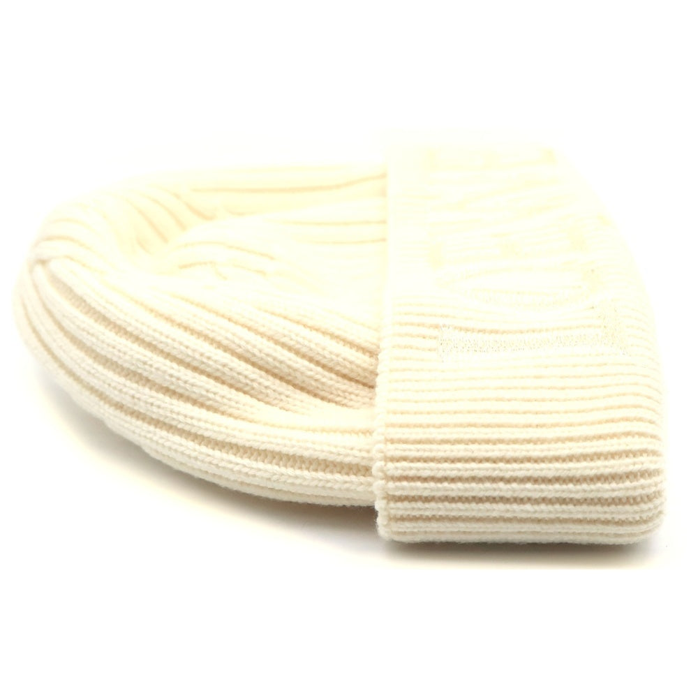 LOEWE(ロエベ) リブ編みウールニット 帽子 ニットキャップ ホワイト F540257X23 レディース