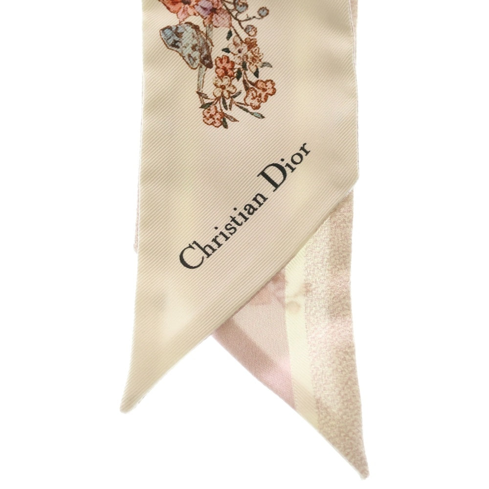 DIOR(ディオール) フラワー ロゴ モチーフ ツイリー ピンク スカーフ レディース