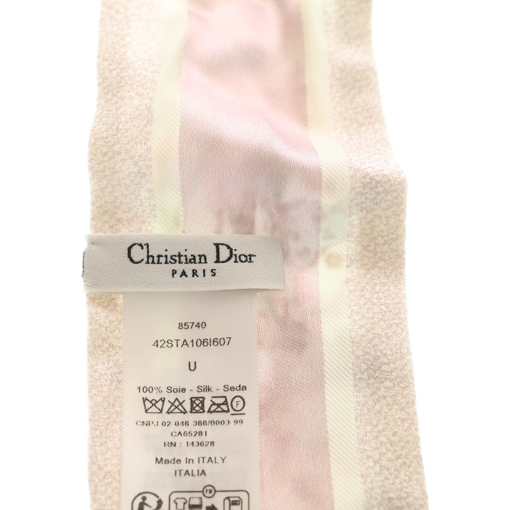 DIOR(ディオール) フラワー ロゴ モチーフ ツイリー ピンク スカーフ レディース