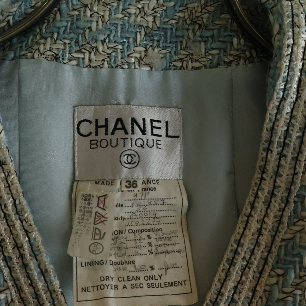CHANEL(シャネル) CHANEL BOUTIQUE ココマークボタン ツイードジャケット レディース ライトブルー