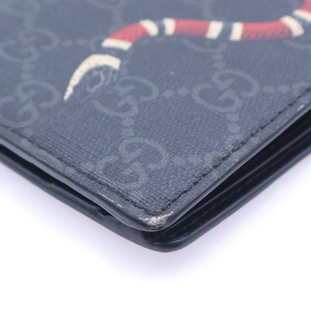 GUCCI(グッチ) GGスプリーム キングスネークプリント 二つ折り財布 ブラック 451266