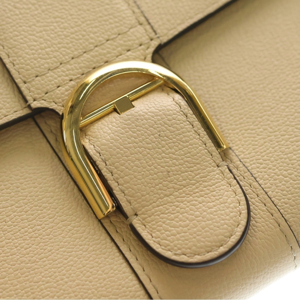 DELVAUX(デルボー) チェーンウォレット ショルダーバッグ ミニバッグ ベージュ レザー ゴールド金具 レディース