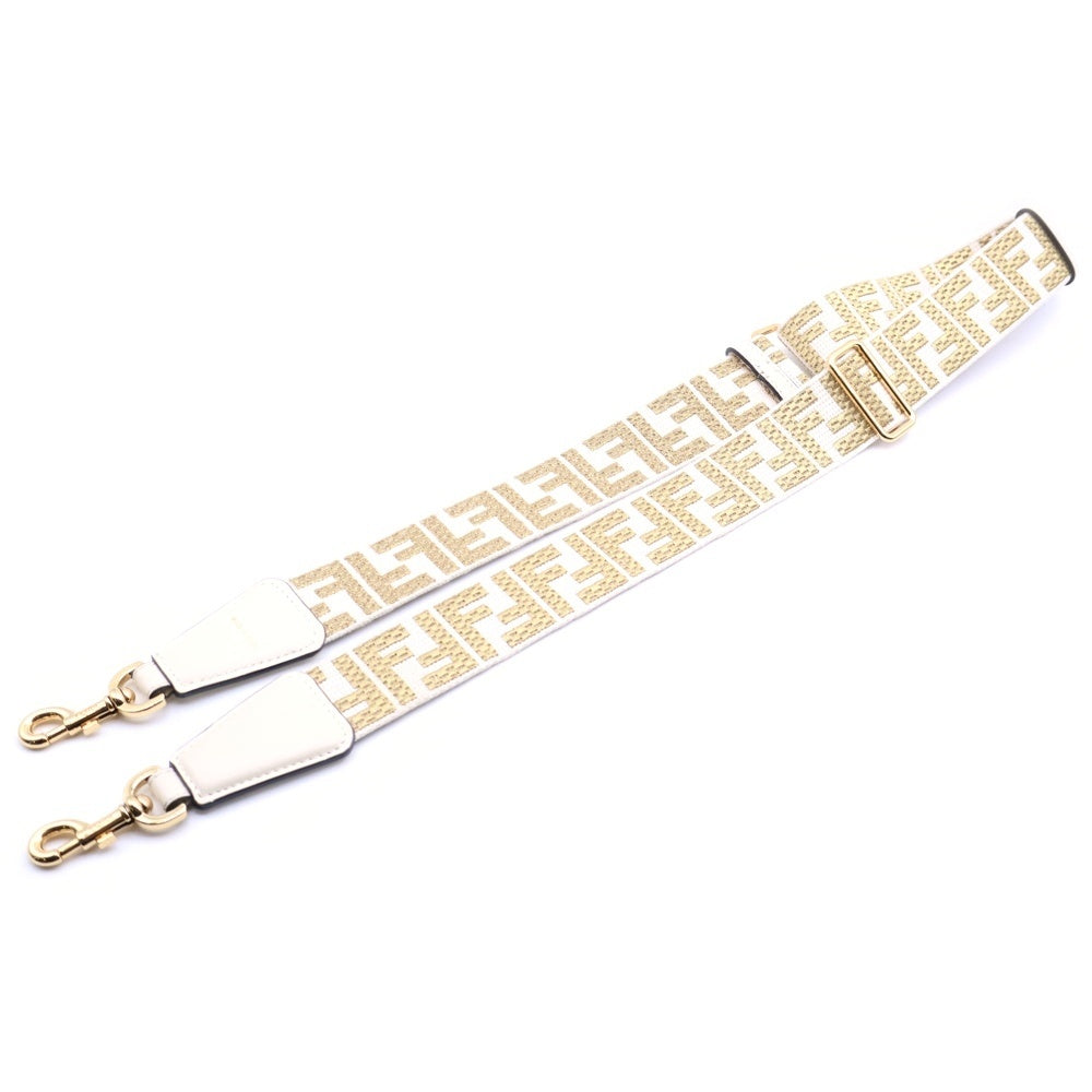 FENDI(フェンディ) ズッカ ショルダーストラップ ベージュ×ゴールド ゴールド金具 レディース