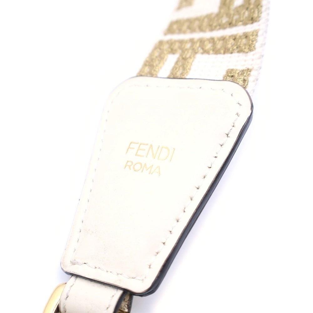 FENDI(フェンディ) ズッカ ショルダーストラップ ベージュ×ゴールド ゴールド金具 レディース