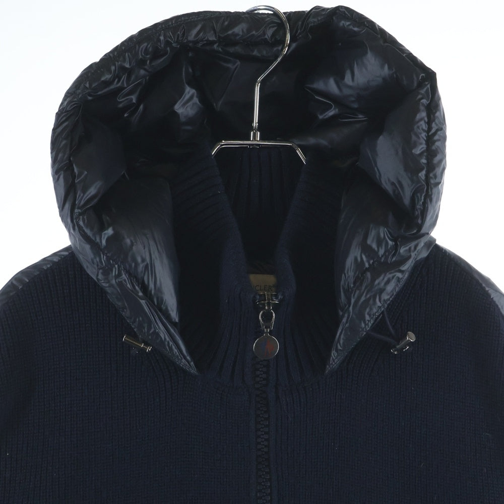 MONCLER(モンクレール) MAGLIONE TRICOT CARDIGAN ダウン切替 ジップアップニットパーカー フーディー ネイビー